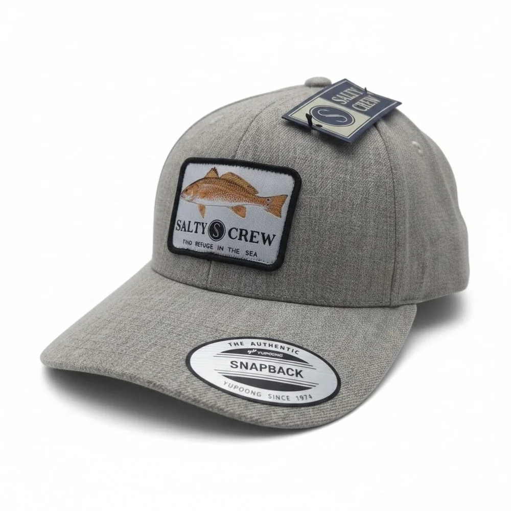 Salty‎ Crew Redfish Snapback Hat Grey Yupoong Classics Fishing Cap New
